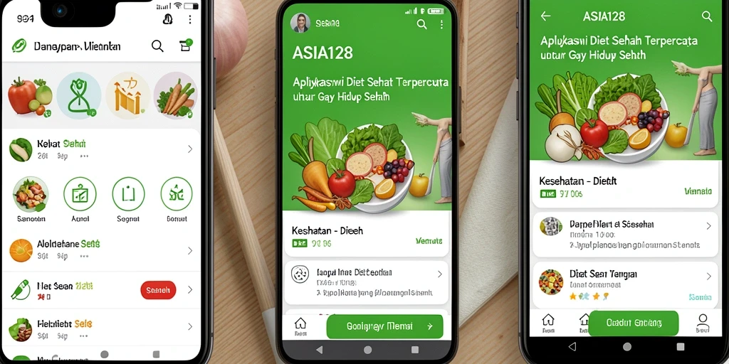 Tampilan antarmuka ASIA128 dengan berbagai fitur Diet Sehat.