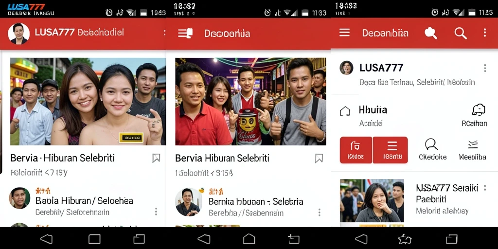 Antarmuka LUSA777 menampilkan berita dan artikel selebriti terkini.