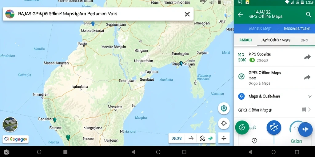 Antarmuka aplikasi GPS Offline Maps RAJA132 yang user-friendly.