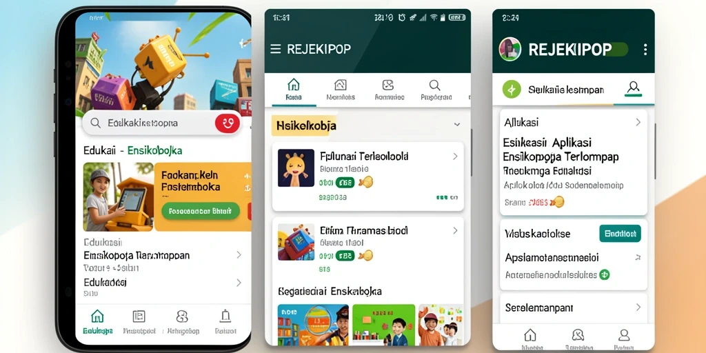 Tampilan antarmuka aplikasi Ensiklopedia REJEKIPOP yang menarik dan fungsional.