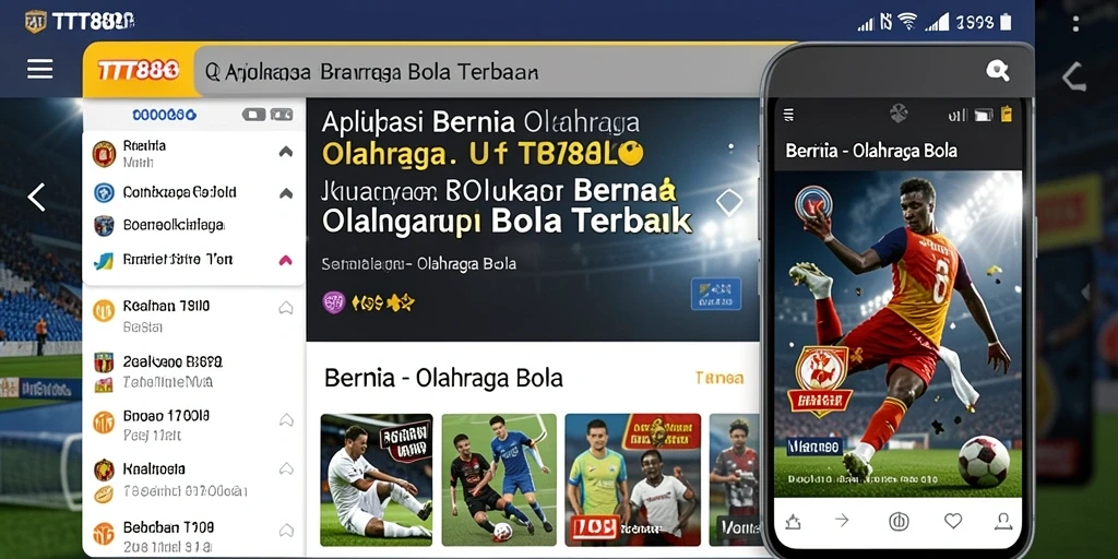 Antarmuka TTT888 menampilkan berita dan live score sepak bola.