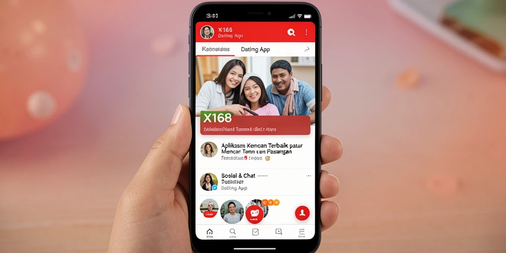 Antarmuka aplikasi X168 menampilkan fitur kencan yang menarik dan mudah digunakan.