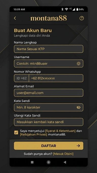 Cara Mudah Daftar Akun montana88 untuk Pengguna Android
